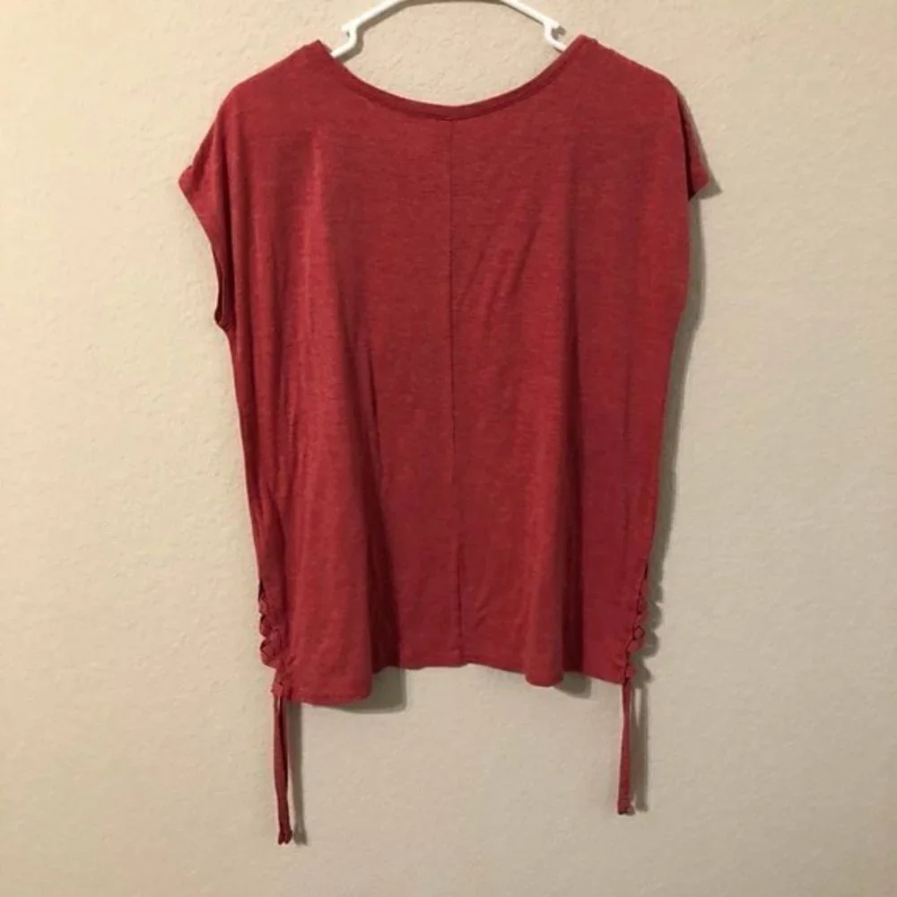 Justice Active Shirt Red Peace Sign Boho Hippie